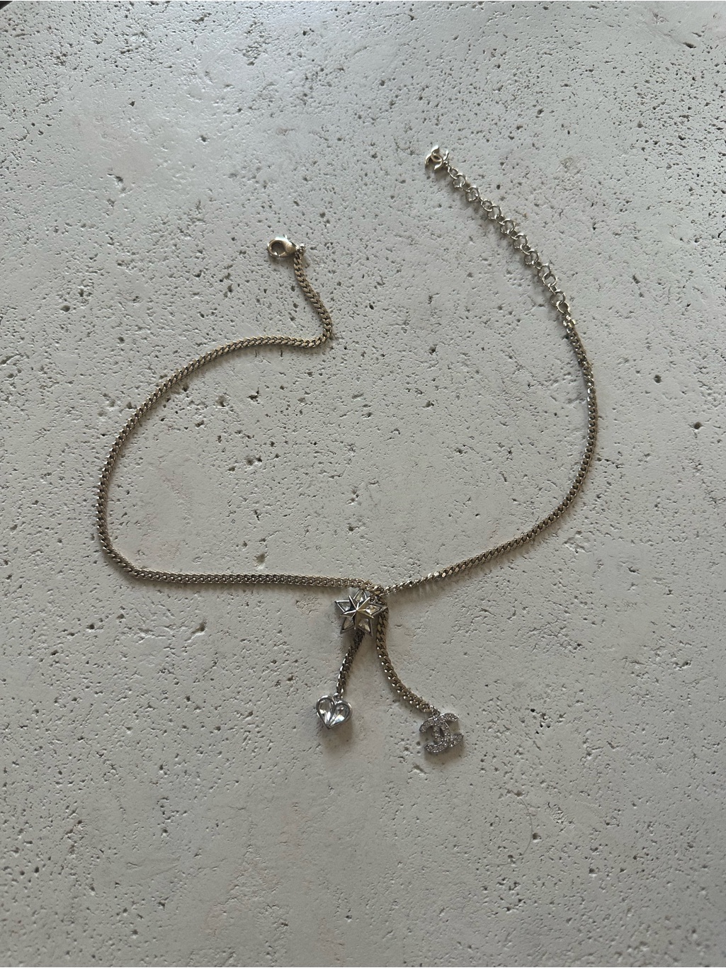 Chanel Crystal Star Heart Cc Pendant Necklace Made In Italy